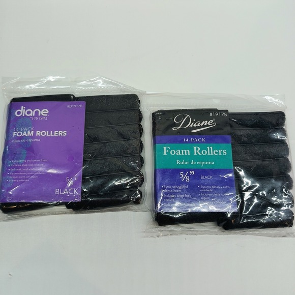 NEW Diane Foam Rollers Black 5/8 inches TWO packs of 14 - Picture 2 of 7